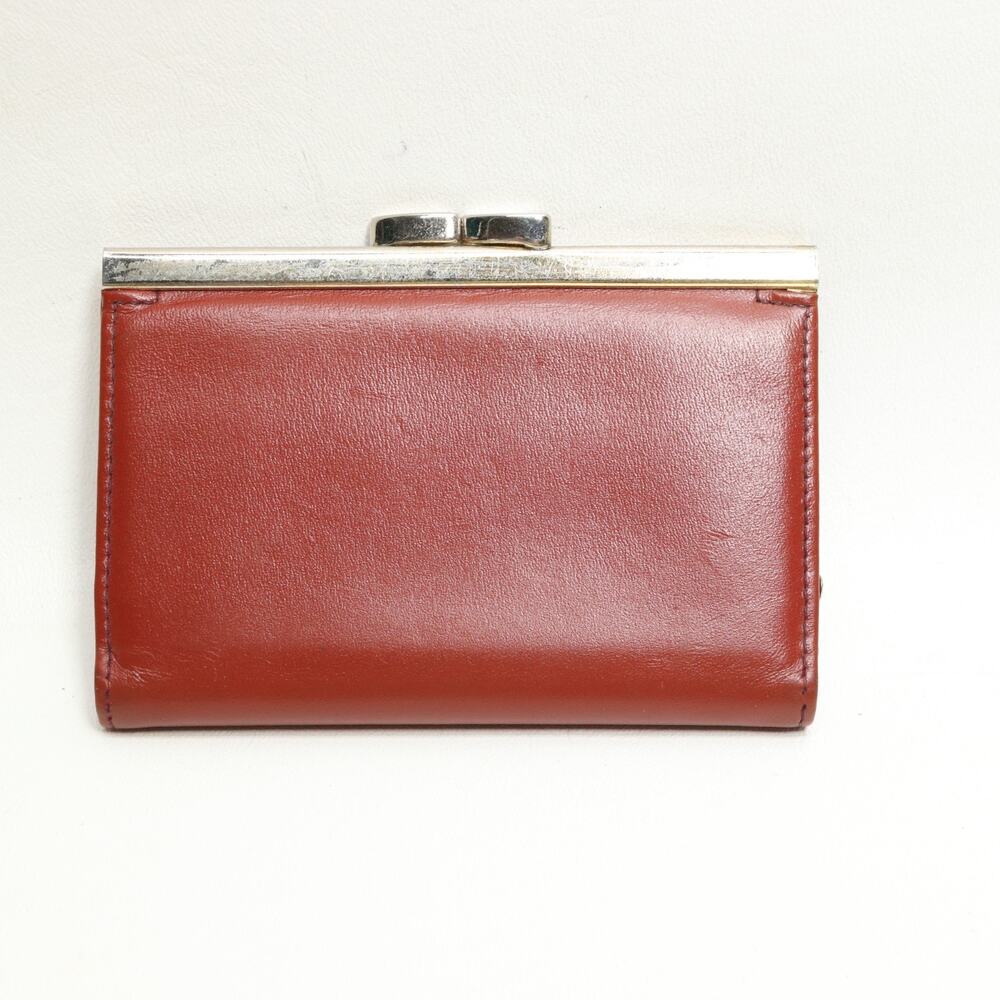 St Thomas Leather Credit Card Mini Wallet Hinged Gold Tone Kiss Lock
